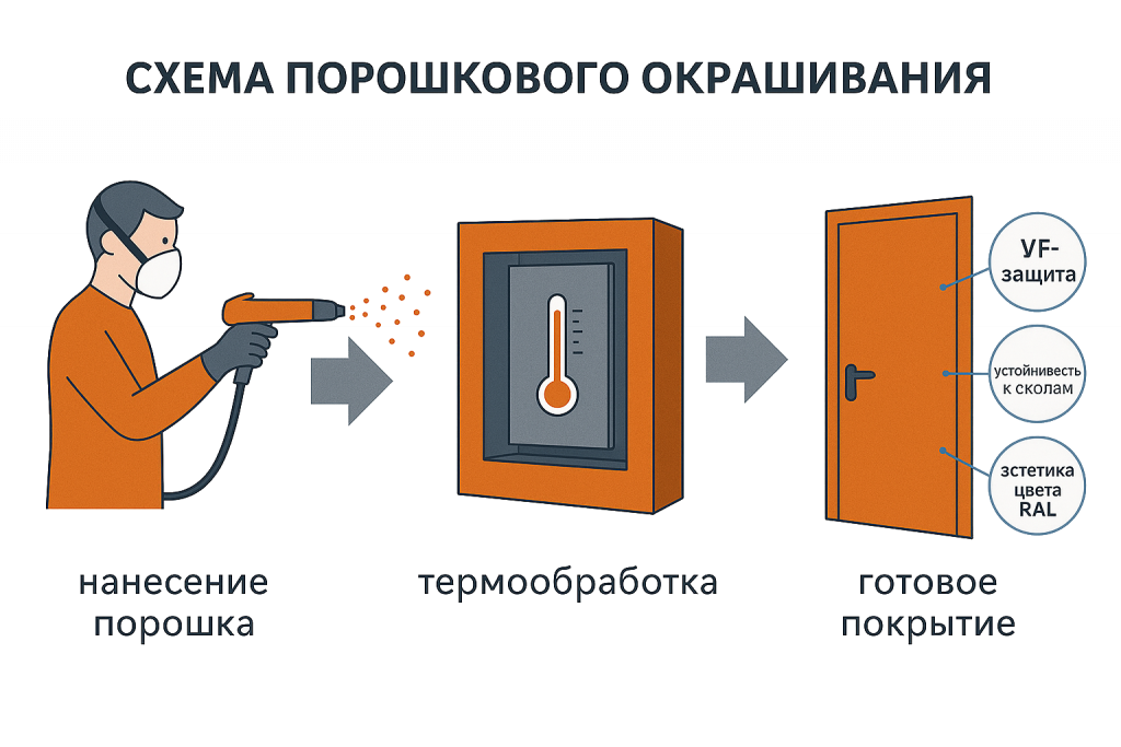 этапы порошкового окрашевания металлической двери.png